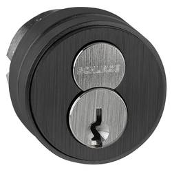 Schlage 20-061 C 622  1-1/2 In. FSIC Mortise Cylinder, 6-pin, C Keyway, 1 Bitted, Straight Cam, Compression Ring, Spring, 3/8 In. Blocking Ring, 2 Keys, Flat Black Coated Finish